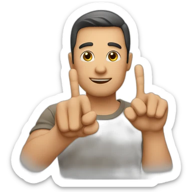 Man showing his 3 fingers sticker