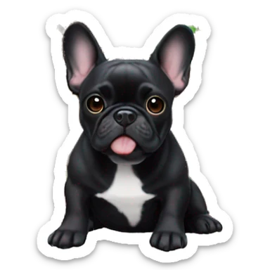 Black French bulldog in gingerbread house sticker