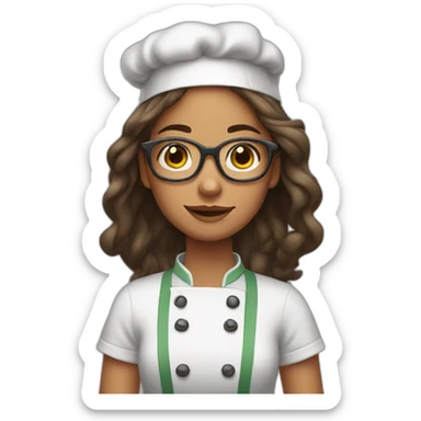 A girl with specks cooking sticker