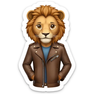 lion in a leather jacket, standing confidently sticker