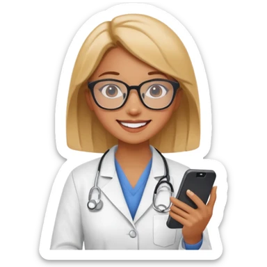 A cute veterinarian girl that watching a movie on her phone sticker