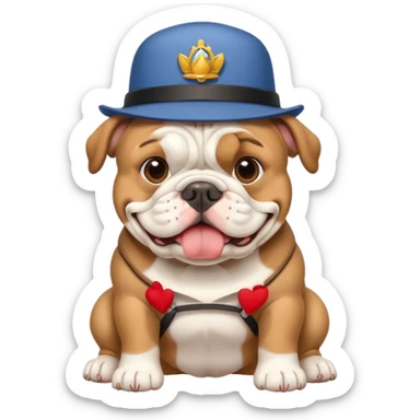 cheerful English bulldog as a tour guide sticker