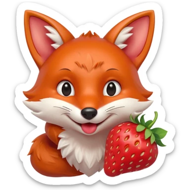 cute fox eating a strawberry portrait, head and shoulders only, holding a fresh strawberry near mouth, happy expression, juicy red berry details, 3D cartoon, mobile game icon style, clean background, no text, no watermark
 sticker