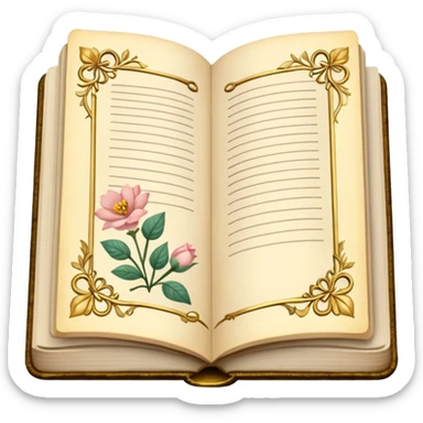 open journal book with writting pretty sticker