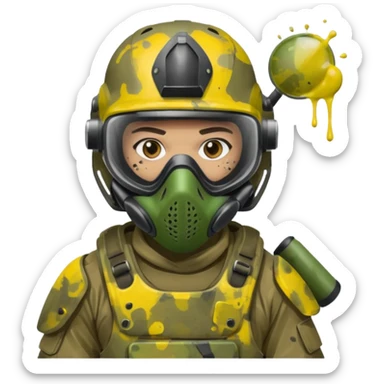 paintball player dirty with colors sticker
