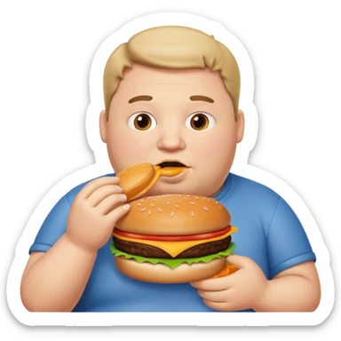 fat guy eating burger sticker
