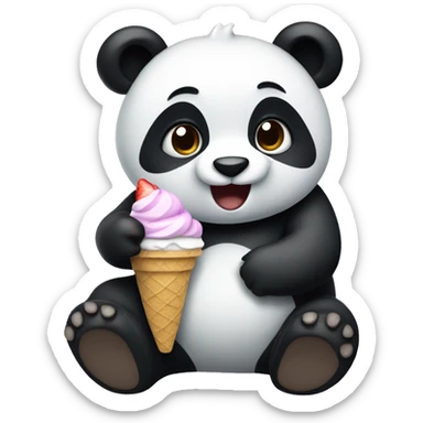 Panda eating ice cream sticker
