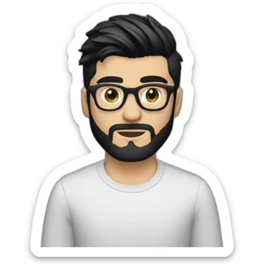 zayn malik with black hair and beard + spectacles and macbook sticker