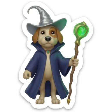 Dog wizard sticker