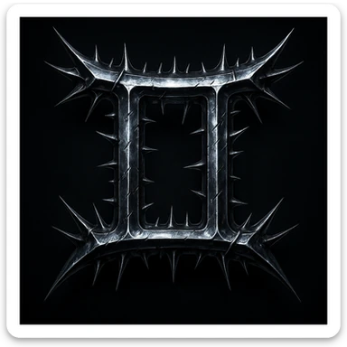 Gemini zodiac symbol with heavy metal style, spiked and chrome, intense and rebellious sticker