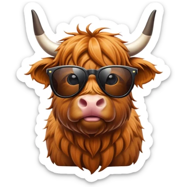 Highland cow with sunglasses sticker