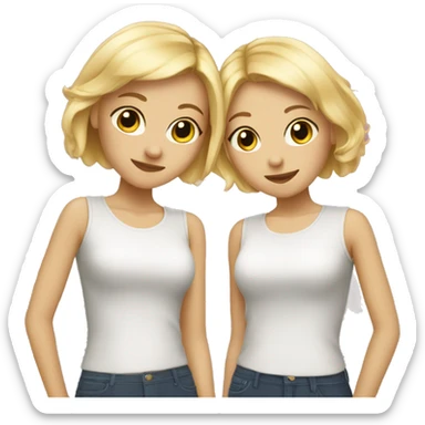 Two blonde girls with short hair, best friends sticker