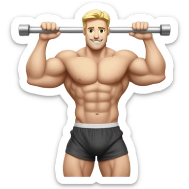 fat white guy shirtless doing pull ups sticker
