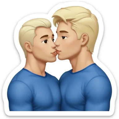 Two white blonde jacked men kissing eachother sticker
