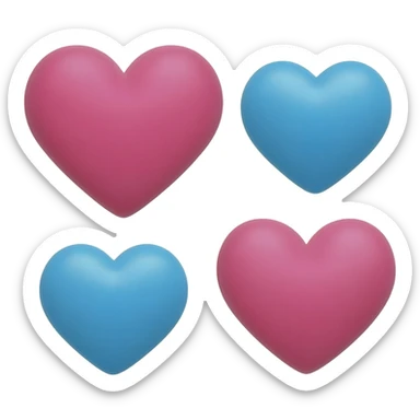💕 this emoji with the same in blue not overlapping four hearts two big and two small pink and blue sticker