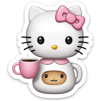 hello kitty com copo de café sticker