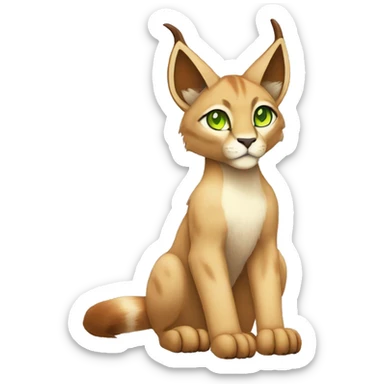 Beige Lynx-Caracal-Fakemon-hybrid with orange points, green eyes brown toes, and short tail, full body sticker