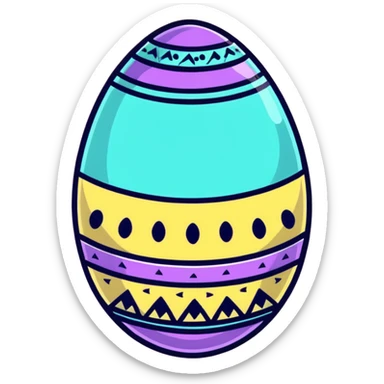 A festive Easter egg with decorative patterns and pastel colors sticker