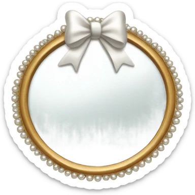 white mirror with pearl and bow sticker