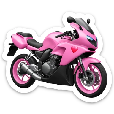 moto sportiva con un cuore rosa fluorescente che sfuma verso il nero sticker