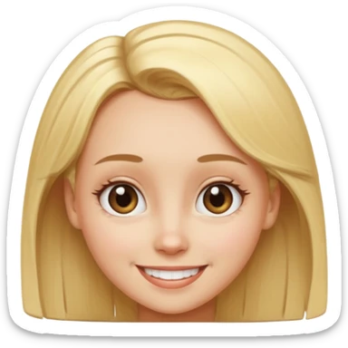 An emoji of a blond girl with a VERY VERY VERY big forehead sticker