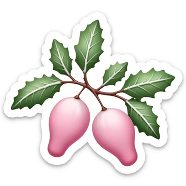 pink mistle toe with white leaves sticker