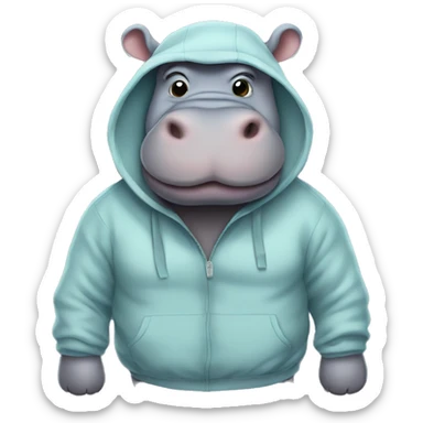 Hippo with a hoodie sticker