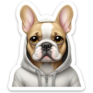 frenchie wearing hoodie sticker