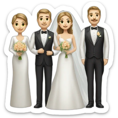 mother bride & groom father all standing in a line sticker