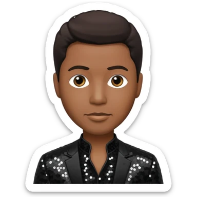 Kenneth Babyface Edmonds with dark brown hair, black sequin outfit sticker