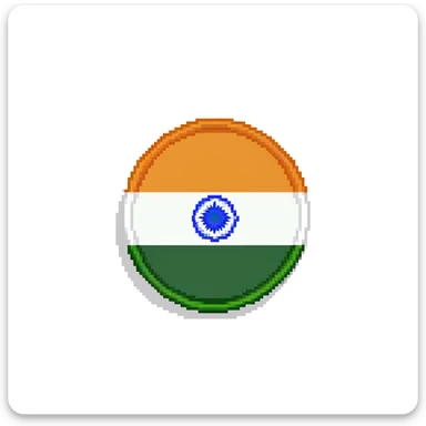Detailed pixel art of Indian national flag with saffron, white and green colors sticker