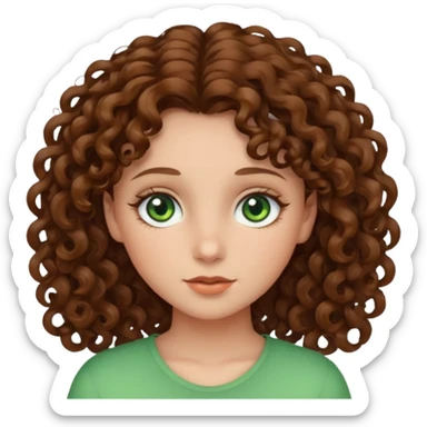 Girl with curly hair and green eyes  sticker