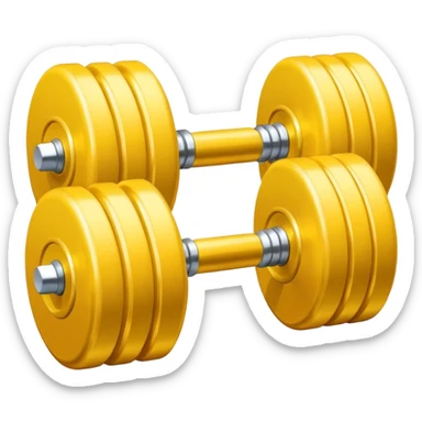 Generate a high-quality emoji of a yellow dumbbell, realistic color and shading, smooth gradient colors, no facial features, no brand markings, simple white background, high-resolution.
 sticker