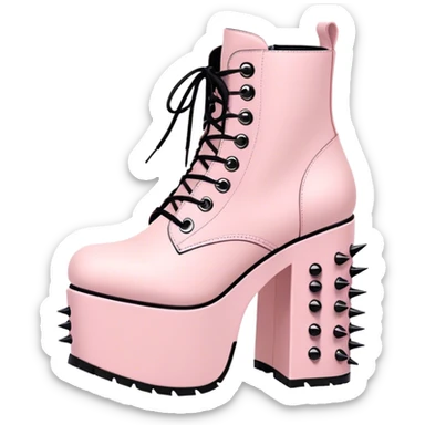 Light pink platform boots gothic with spikes sticker