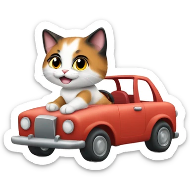 calico kitten driving car sticker