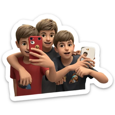 boys taking a mirror selfie sticker