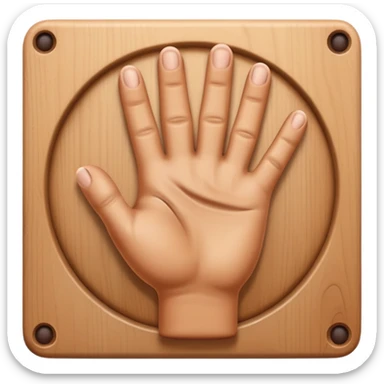 Design an Apple-style emoji of a hand knocking on a wooden door. Realistic shading, soft gradients, rounded shapes, high resolution, transparent background. sticker