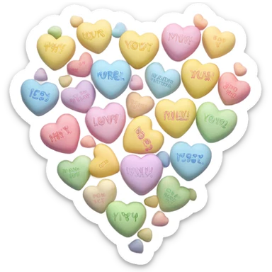 Pastel candy conversation hearts sticker