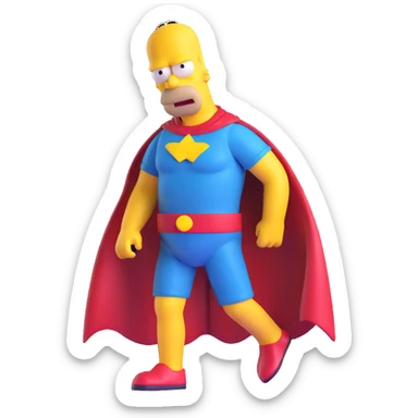 Homer Simpson dressed as a superhero sticker