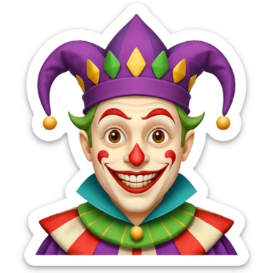 crazy colorful human jolly joker, medieval, vintage, court jester sticker