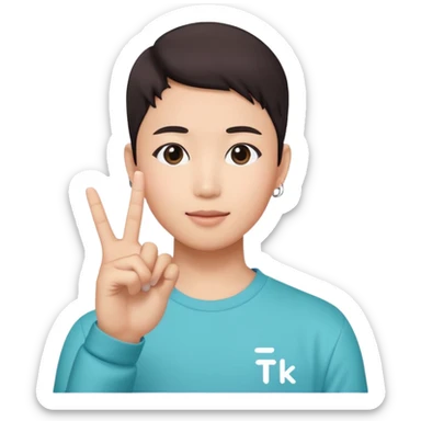 Asian with tiktok logo point up with one finger  sticker