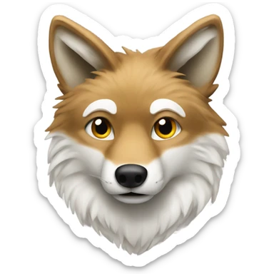 Real coyote with white fur facing right sticker