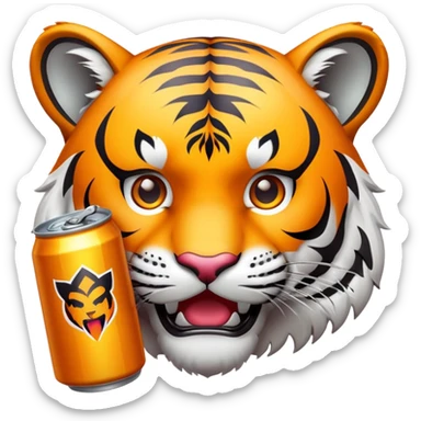 tiger face holding energy drink can for Twitch emote sticker
