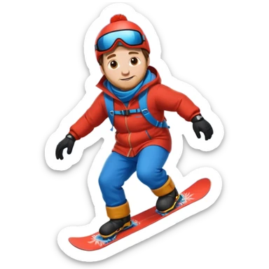 big round super harry guy snowbording down mountain sticker