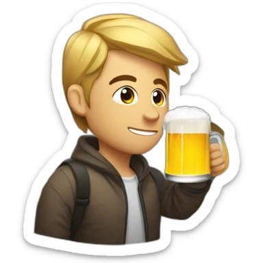 persona con prismáticos bebiendo cerveza sticker