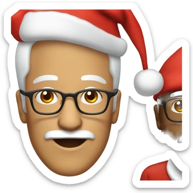 Older Man with glasses and Santa hat sticker