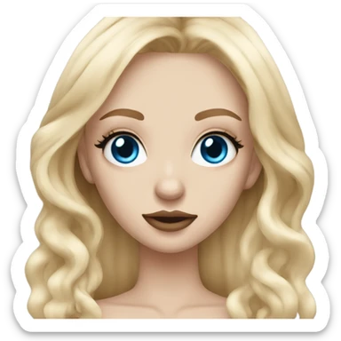 pale baddie girl with blue eyes and long blonde hair and eyelash extensions sticker