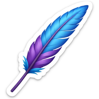una pluma de ave morada con azul sticker