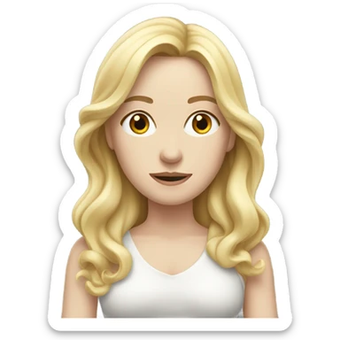 Woman, white skin, pale skin, long hair, blonde hair, wavy hair, fat trying to be thin sticker