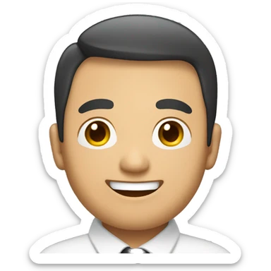 a professional asian man with big smile sticker